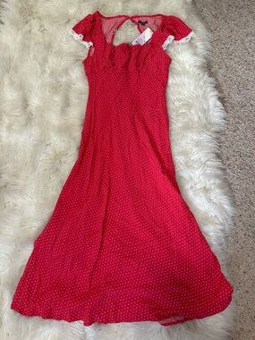 wild fable Red Polka Dot Dress with Puff Sleeves